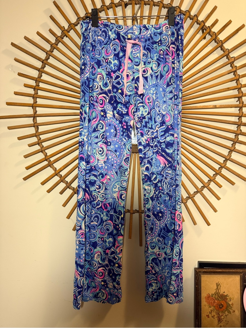 Lilly Pulitzer Women’s Blue Multi Pajama Pants Sleepwear Lounge Drawstring Whims